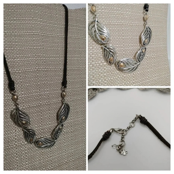 18" Lucky Brand Black Rope Chain Silver and Gold Tone pendant - Picture 1 of 7
